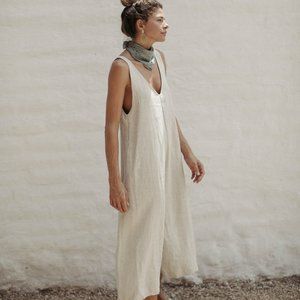 Ozma Linen Vanessa Romper In Raw